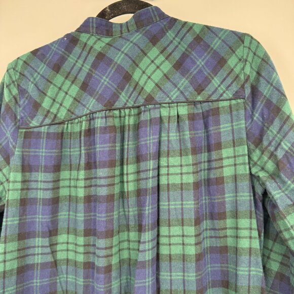 Lands End Women's Flannel Long Sleeve Sleepshirt Nightgown blue green flannel ni - Picture 11 of 13